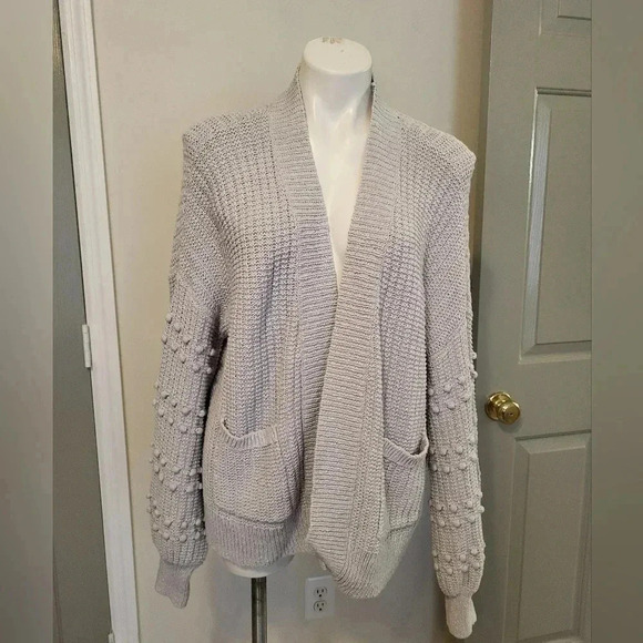 Madewell Bobble Pom Pom Balloon Sleeve Open Front Cardigan Sweater(M) - Picture 3 of 10